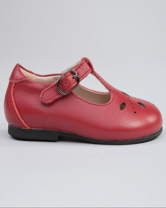 Josephine Red Leather T-Bar Shoe - Shoe