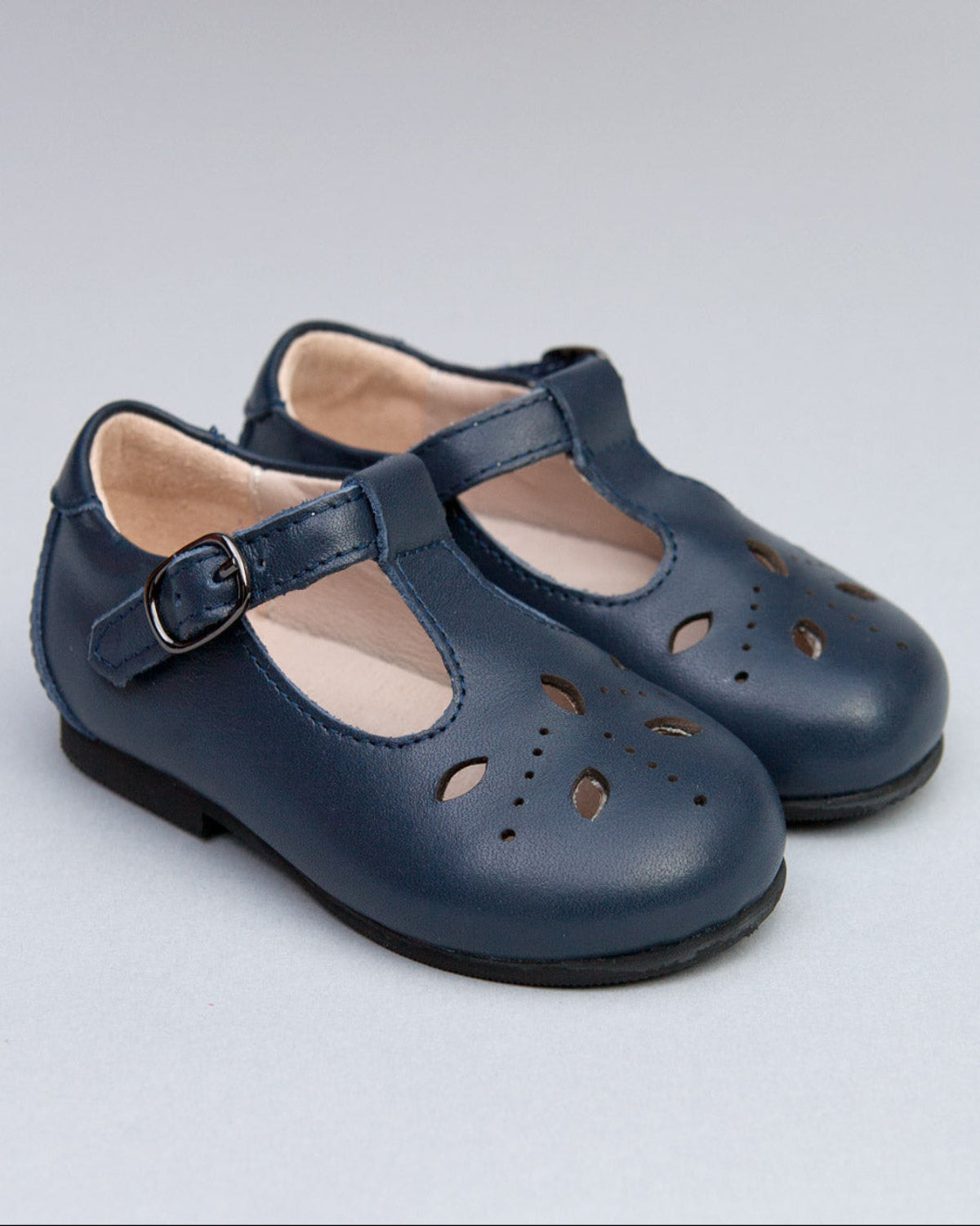 Josephine Navy Leather T-Bar Shoe - Shoe