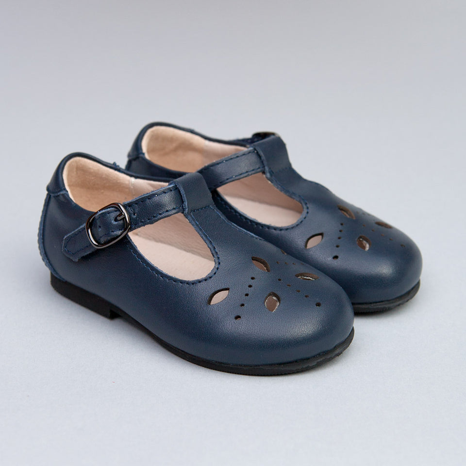 Josephine Navy Leather T-Bar Shoe