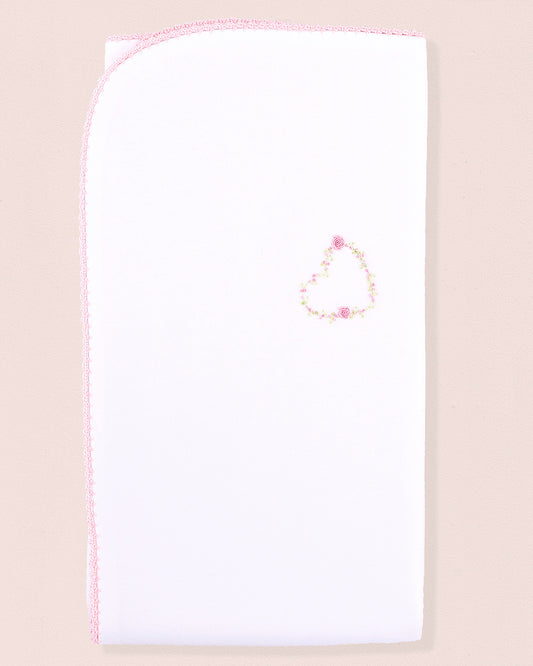 Pima Embroidered Heart Receiving Blanket - Blanket