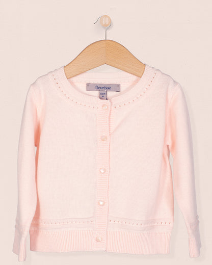 Lucie Petal Pink Cotton Cardigan - Cardigan