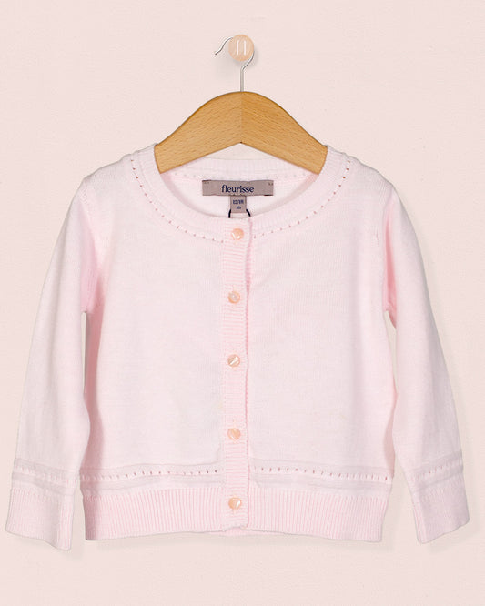 Lucie Pink Cotton Cardigan - Cardigan