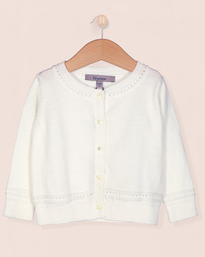 Lucie White Cotton Cardigan - Cardigan