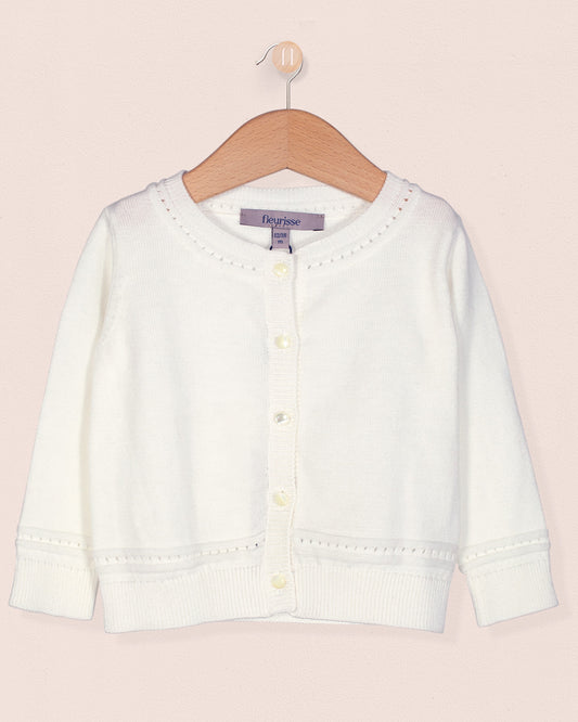 Lucie White Cotton Cardigan - Cardigan