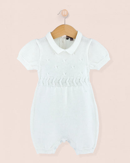 Chérie White Cotton Knit - Romper
