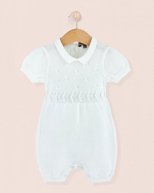 Chérie White Cotton Knit - Romper