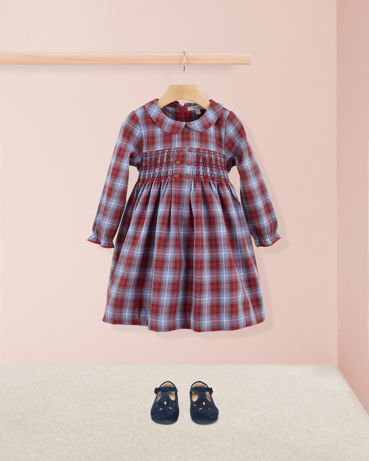 Margot Ruby Plaid Smocked Dress - Dress