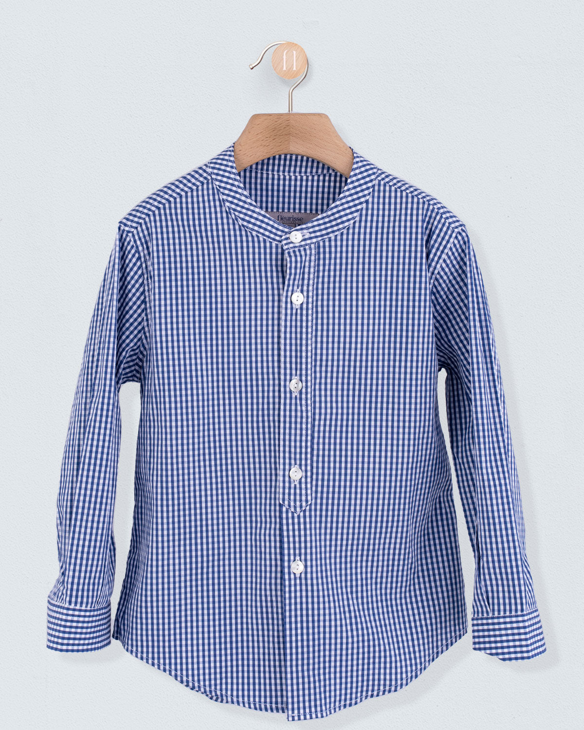 Mandarin Summer Navy Check Shirt - Shirt