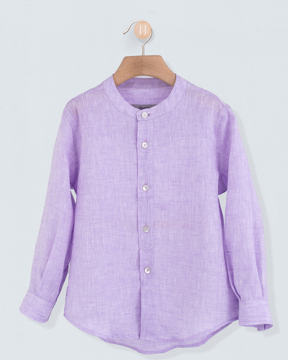 Mandarin Lavender Linen Shirt