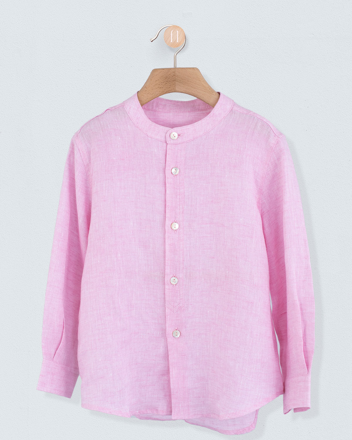 Mandarin Italian Pink Linen Shirt - Shirt