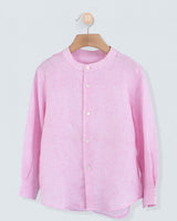 Mandarin Italian Pink Linen Shirt
