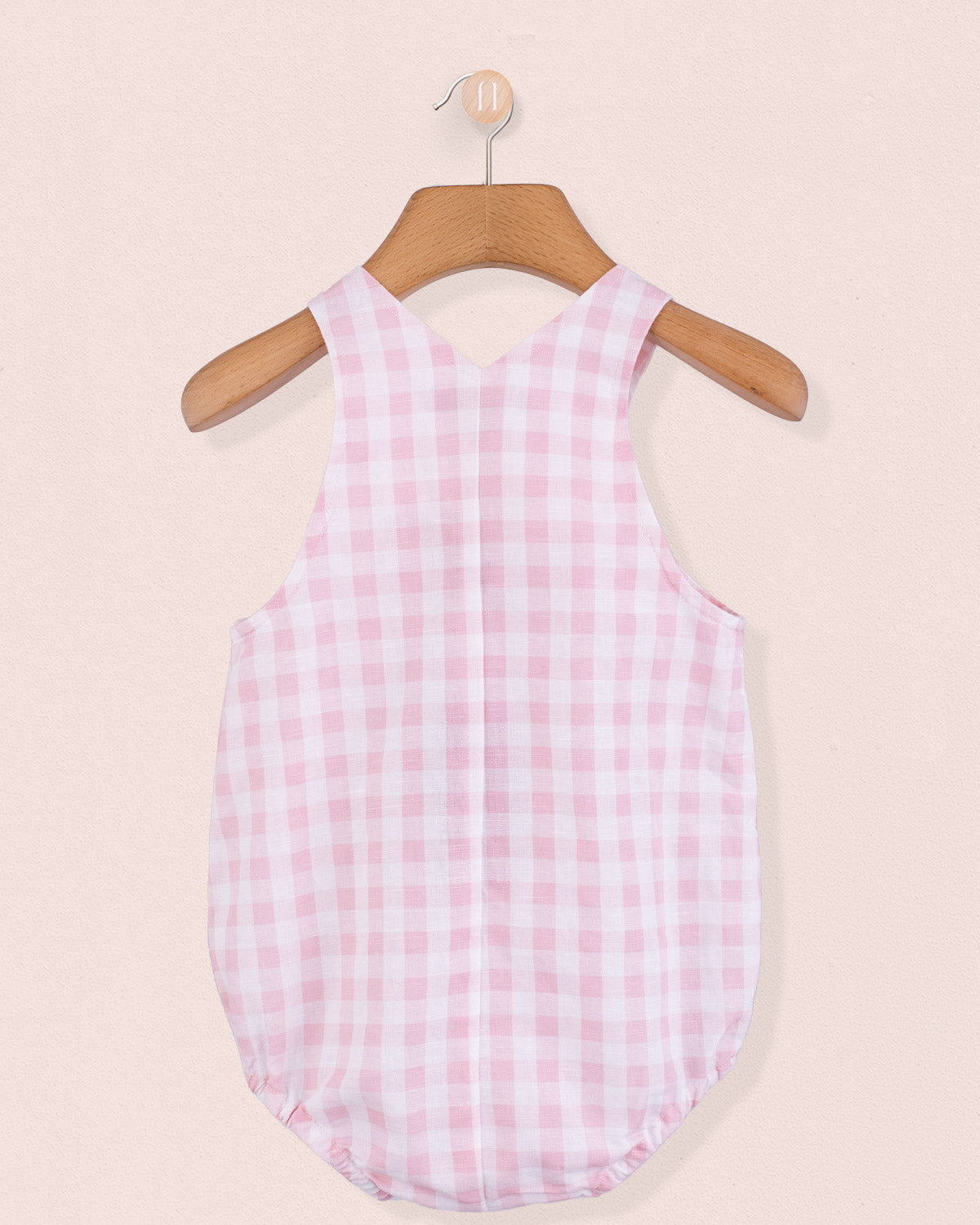 Palm Beach Pink Gingham Linen Bubble - Romper