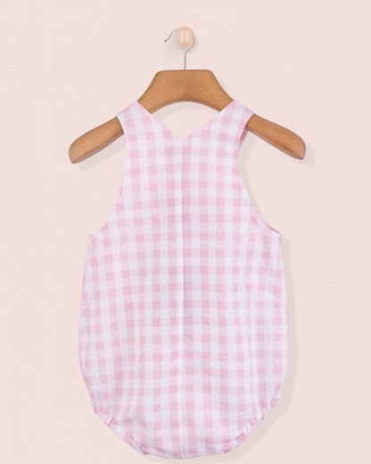 Palm Beach Pink Gingham Linen Bubble - Romper