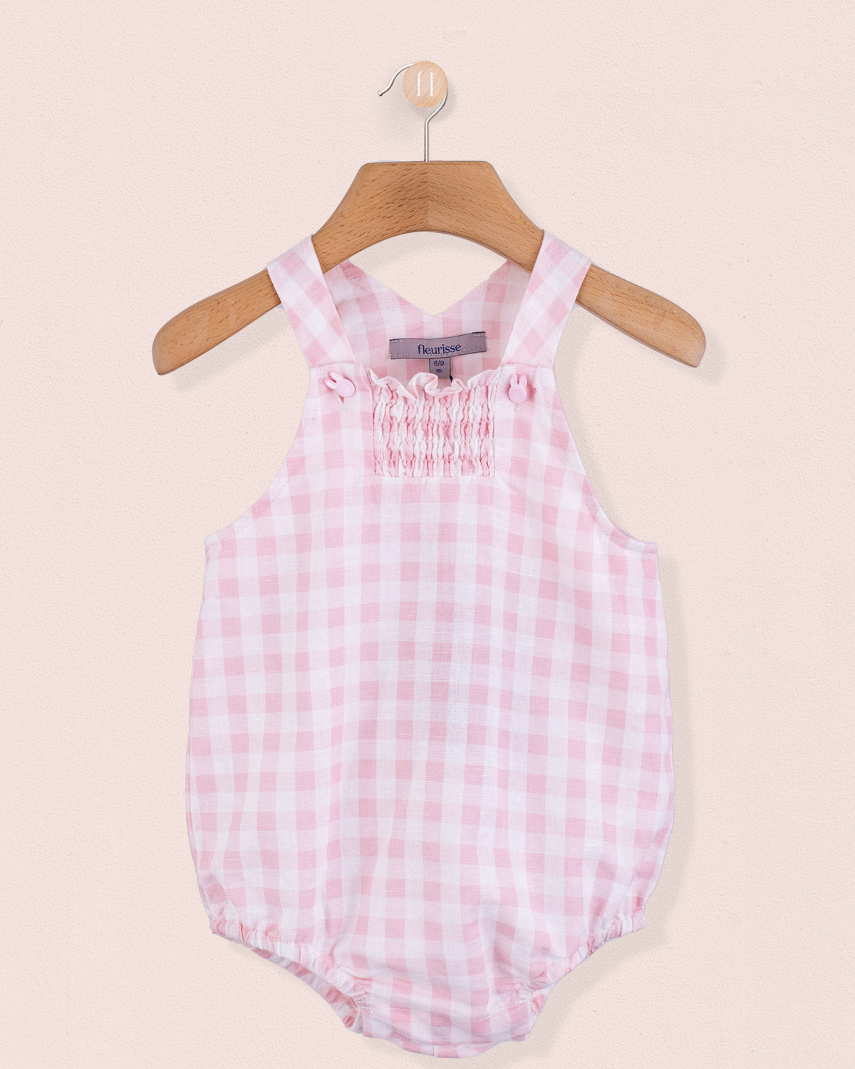 Palm Beach Pink Gingham Linen Bubble - Romper