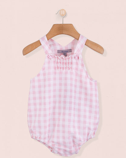 Palm Beach Pink Gingham Linen Bubble - Romper