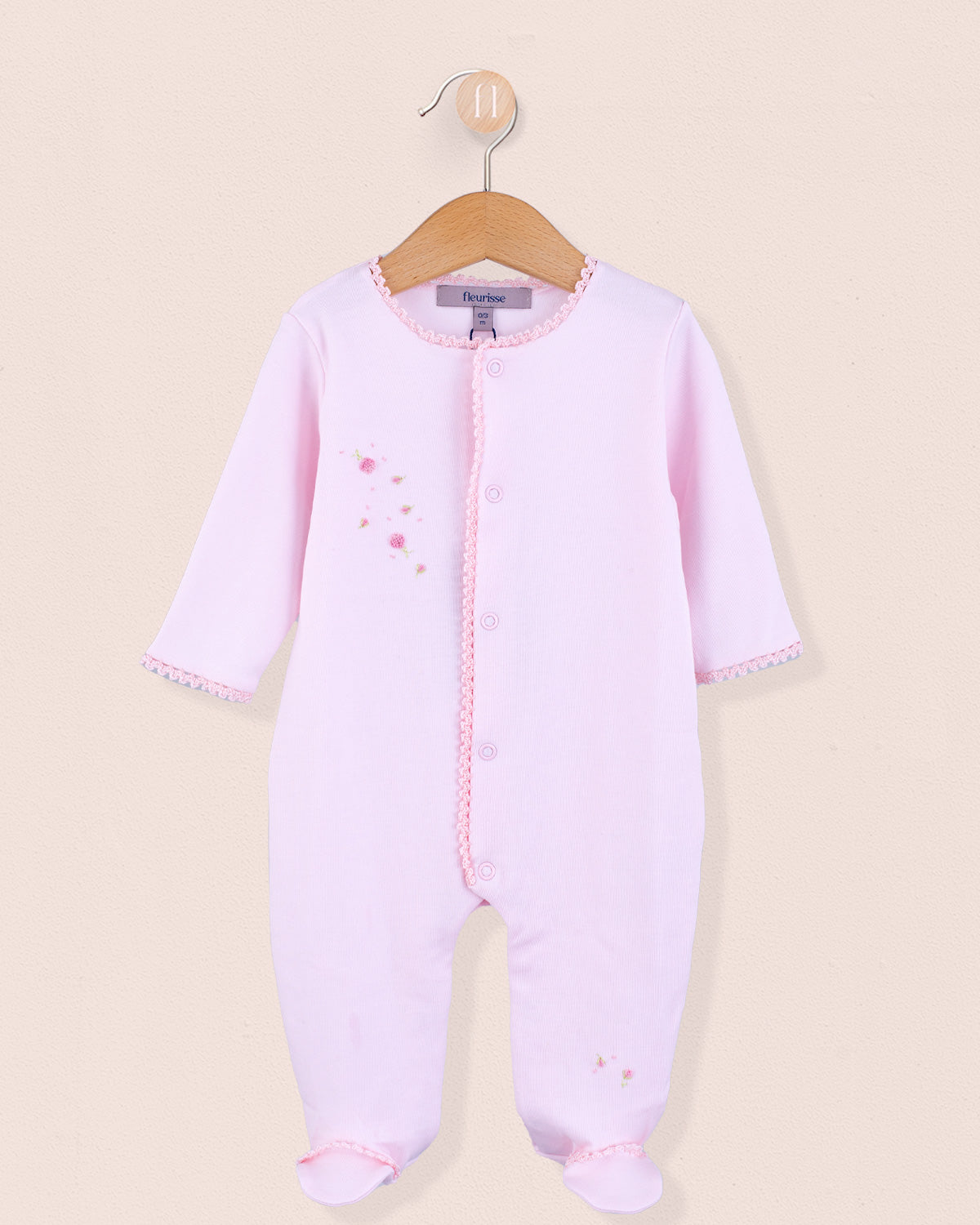 Pima Spring Flowers Pink Embroidered Stretchie - Stretchie