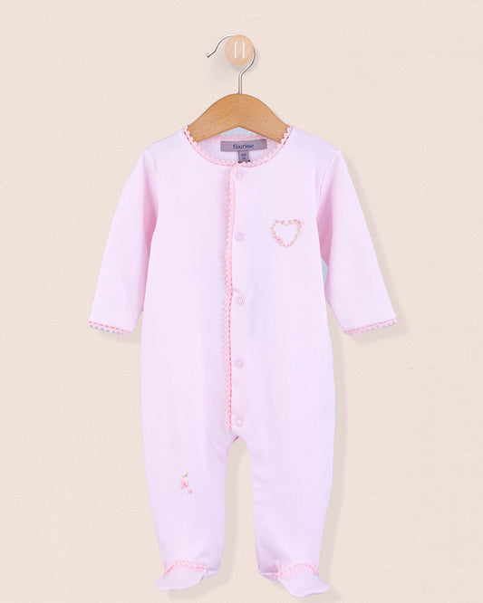 Pima Embroidered Pink Heart Stretchie - Stretchie