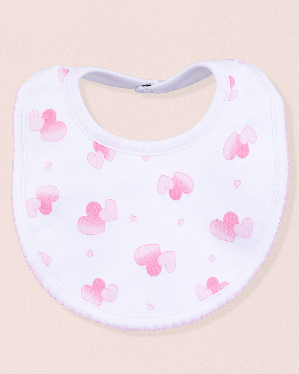 Pima Pink Hearts Bib