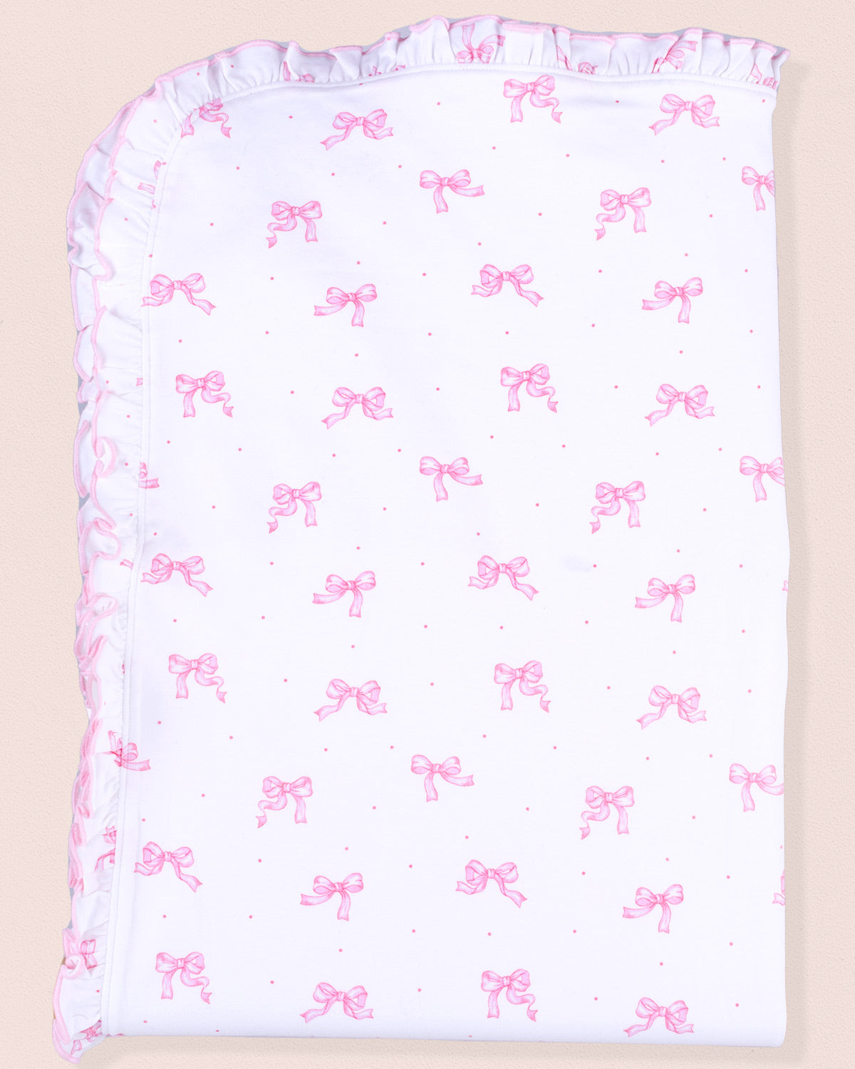 Pima Bows Pink Ruffle Receiving Blanket