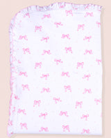 Pima Bows Pink Ruffle Receiving Blanket