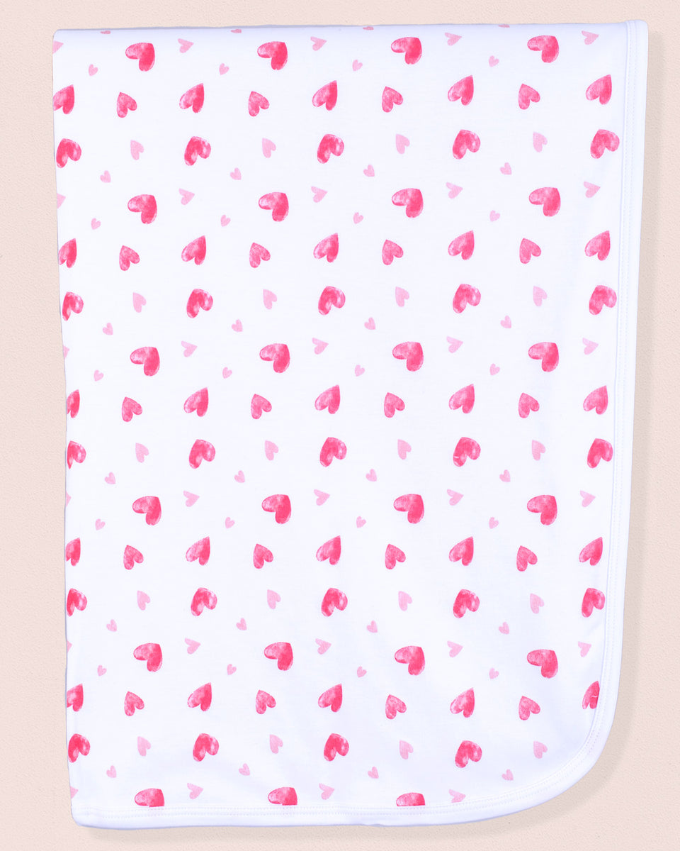 Pima Primrose Hearts Receiving Blanket