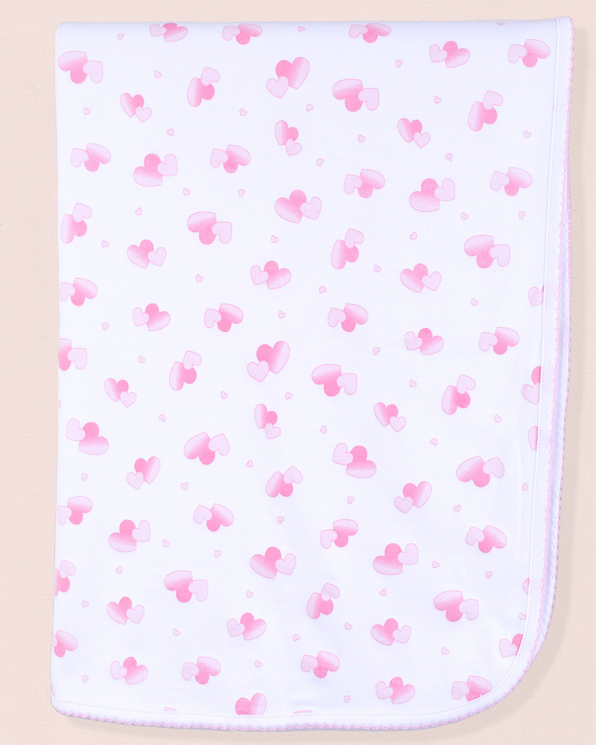 Pima Pink Hearts Receiving Blanket