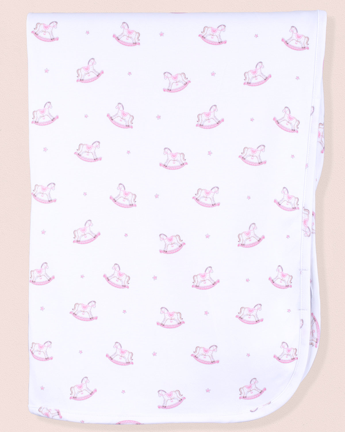 Pima Pink Rocking Horses Receiving Blanket
