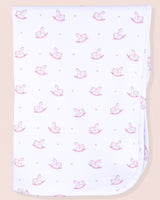 Pima Pink Rocking Horses Receiving Blanket