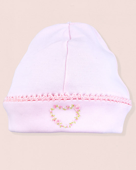 Pima Embroidered Pink Heart Hat - Hat