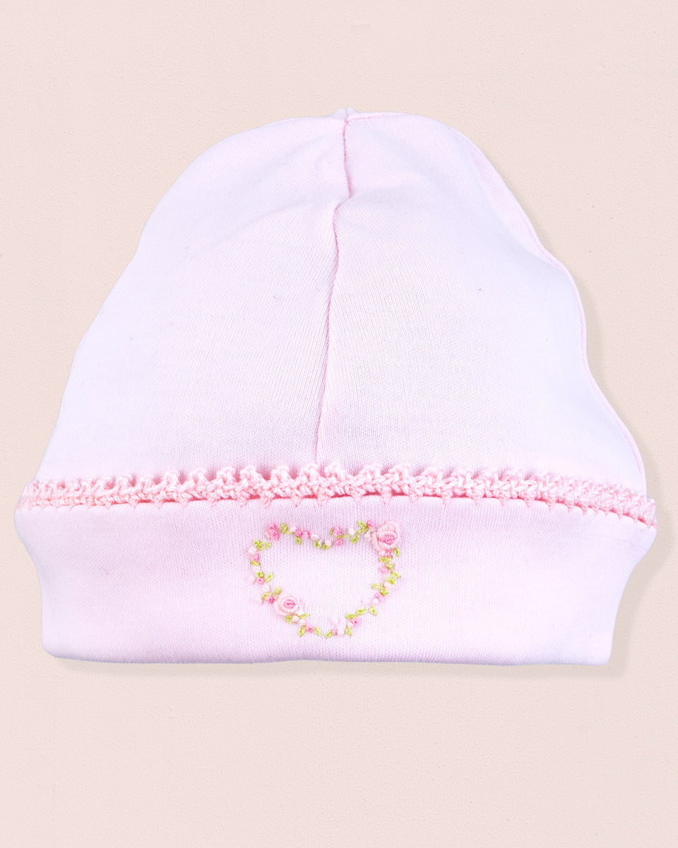 Pima Embroidered Pink Heart Hat