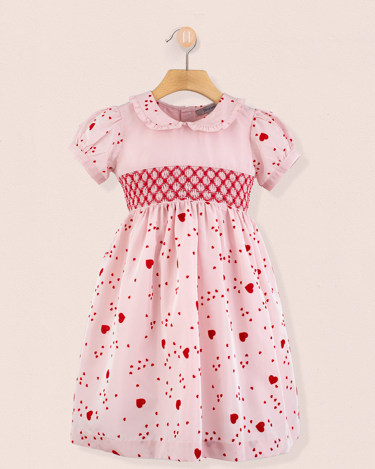 Valentine Taffeta Pink Hearts Smock - Dress