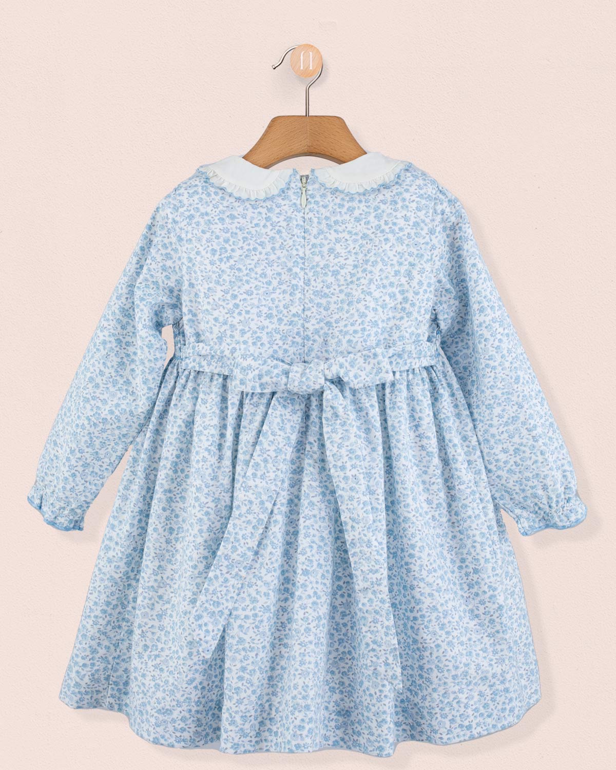 Fiorella French Blue Floral  Smock - Smocked Dress