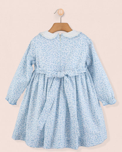 Fiorella French Blue Floral  Smock - Smocked Dress