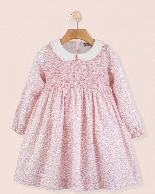 Fiorella French Pink Floral  Smock - Smocked Dress