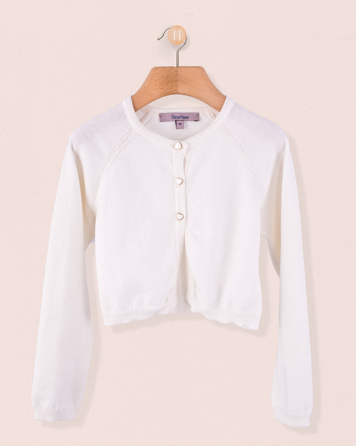 Betsy Antique White Cardigan with Heart Buttons - Sweater