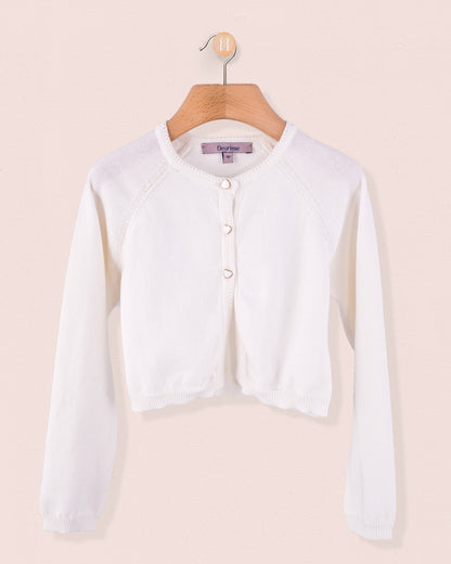 Betsy Antique White Cardigan with Heart Buttons - Sweater