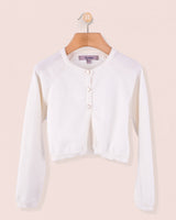 Betsy Antique White Cardigan with Heart Buttons