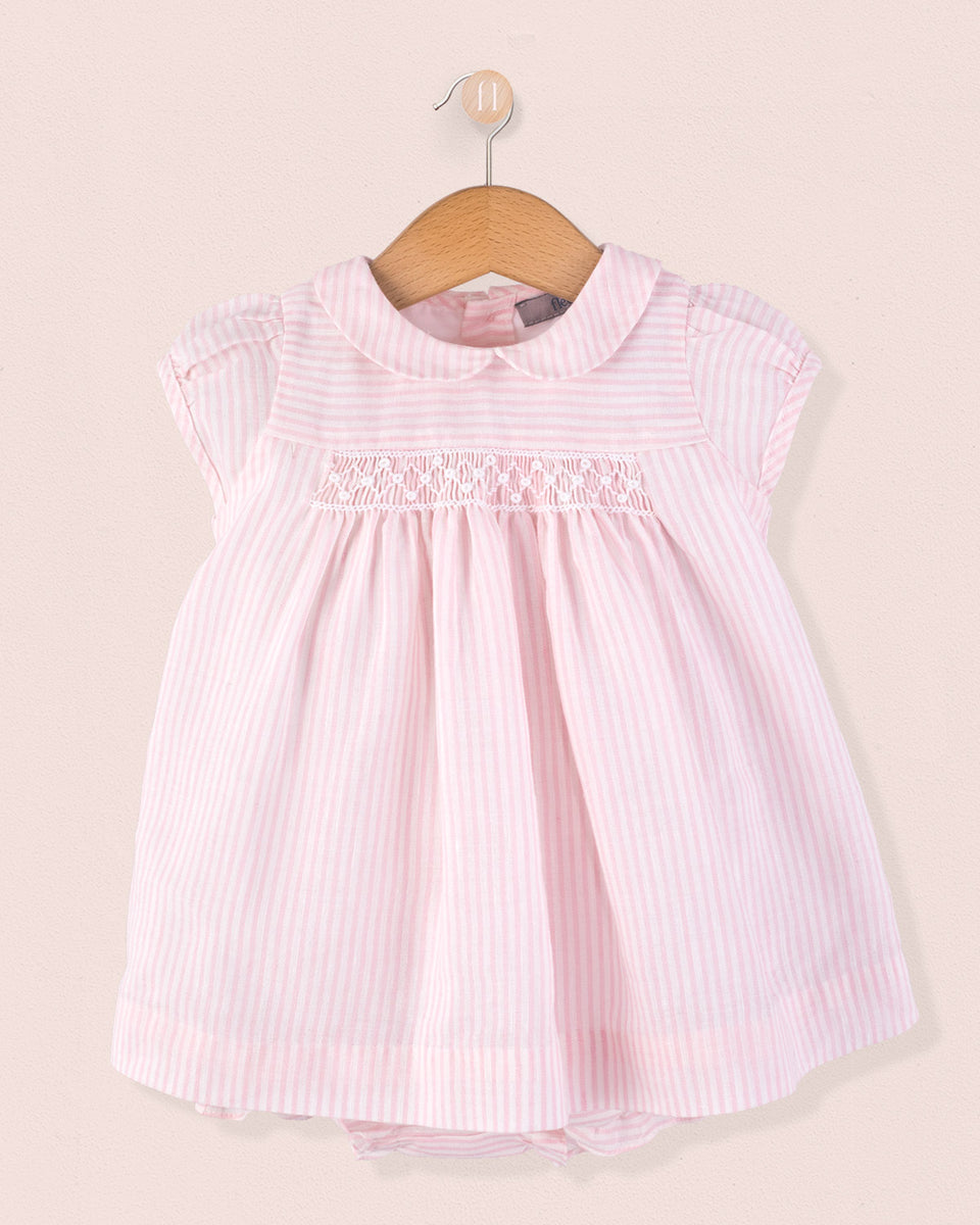 Baby Eva Italian Pink Stripe Linen 2-Pcs