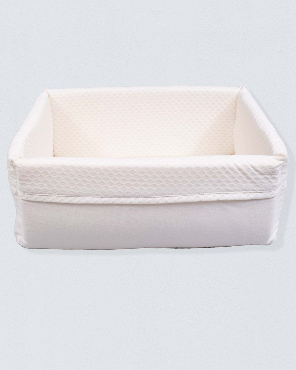 Cream Piqué Rectangle Basket