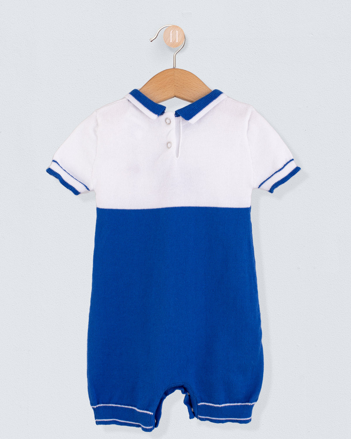 Oscar Cerulean Cotton Knit Romper - Romper