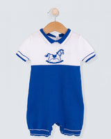 Oscar Cerulean Cotton Knit Romper