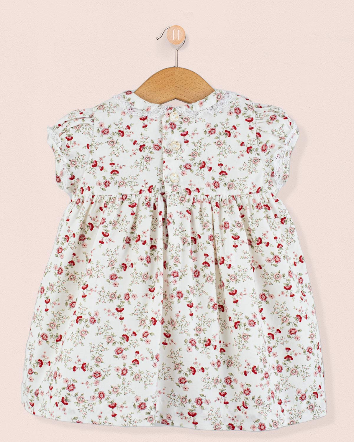 Bianca Red Floral Flannel Smock - Baby Dress