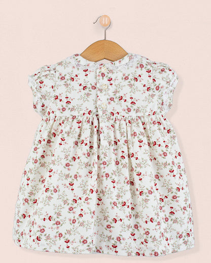 Bianca Red Floral Flannel Smock - Baby Dress
