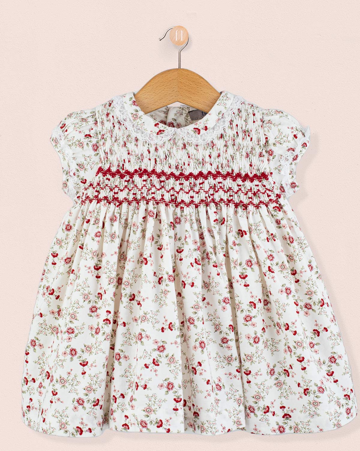 Bianca Red Floral Flannel Smock - Baby Dress