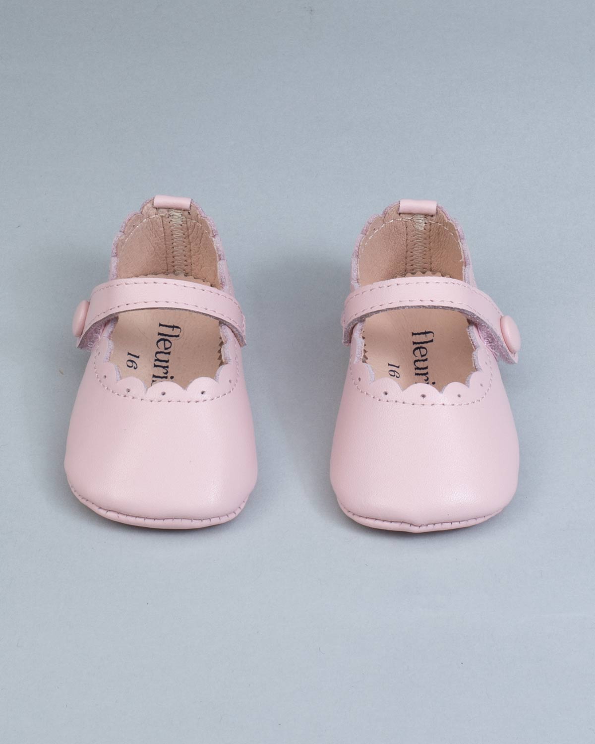 Chloe Scallop Baby Pink Leather Crib Shoe - Shoe