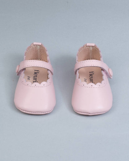 Chloe Scallop Baby Pink Leather Crib Shoe - Shoe