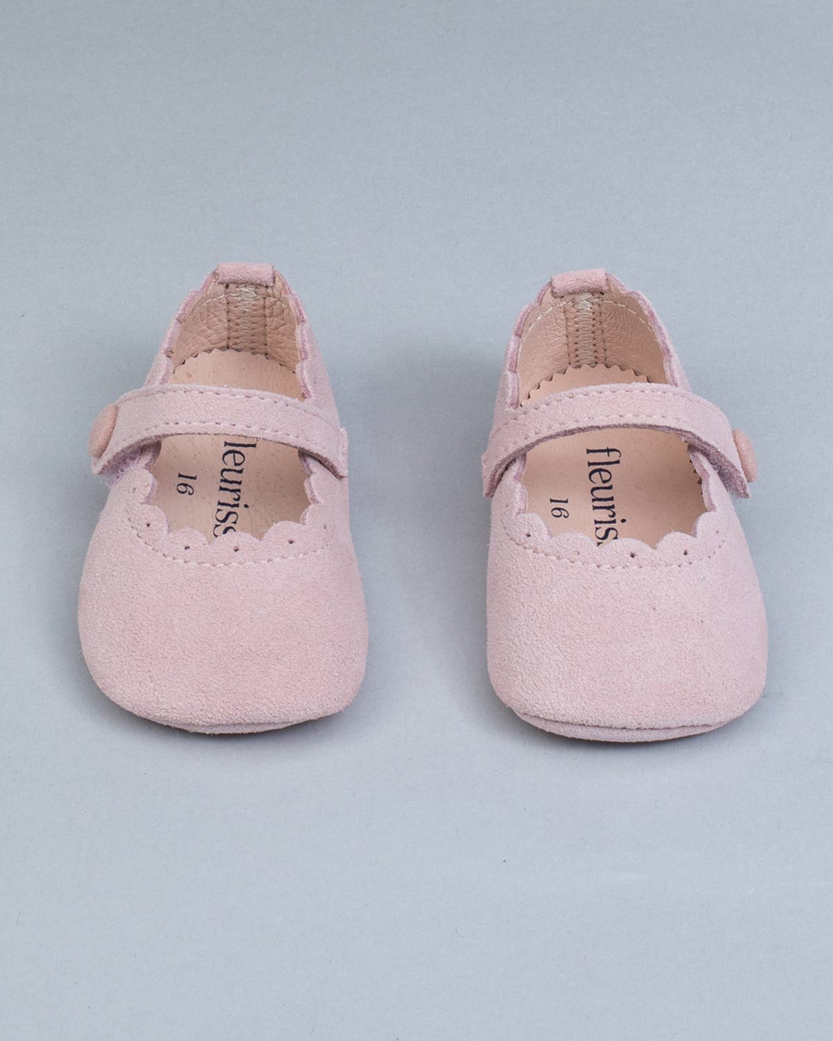 Chloe Scallop Baby Pink Suede Crib Shoe - Shoe