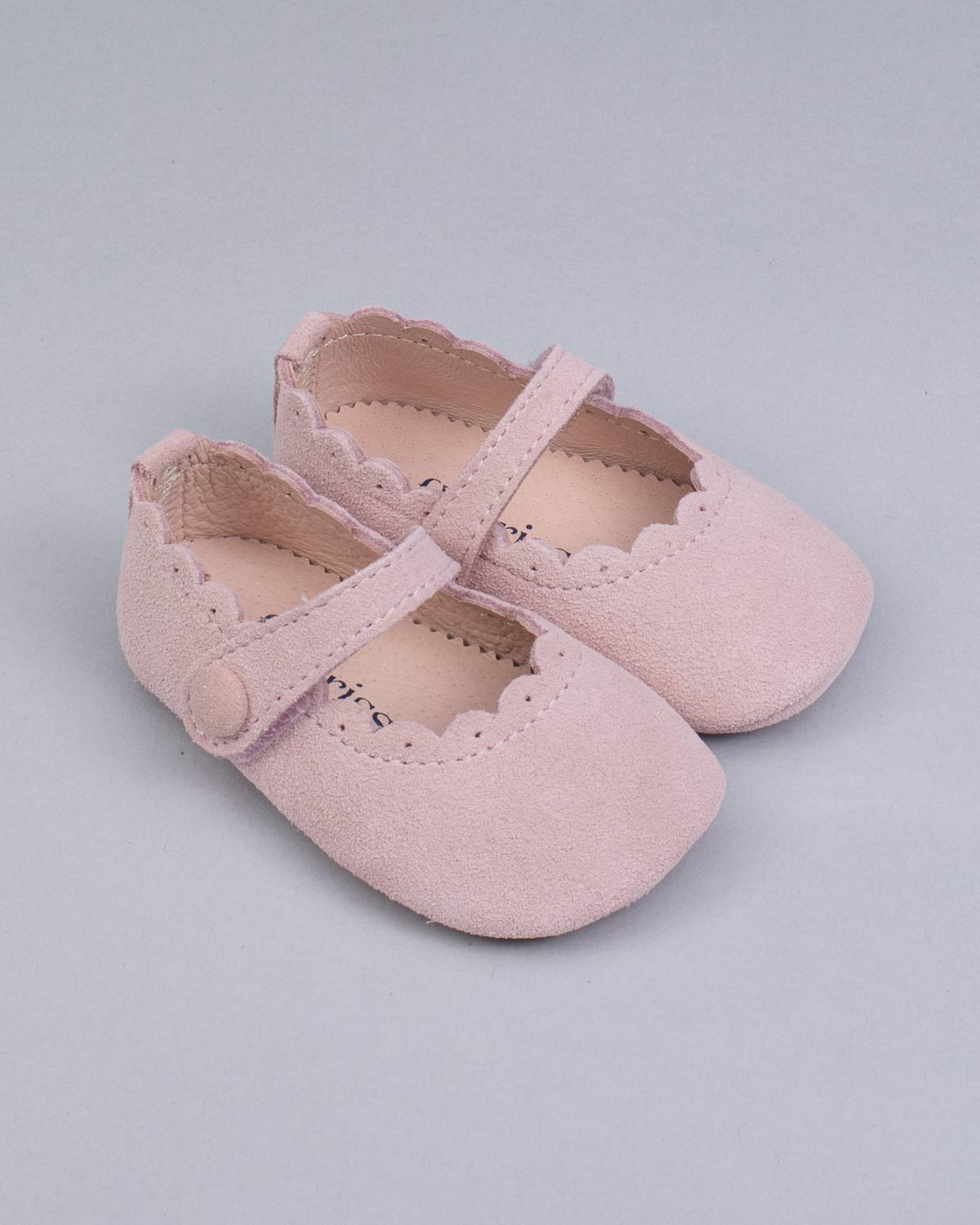 Chloe Scallop Baby Pink Suede Crib Shoe - Shoe