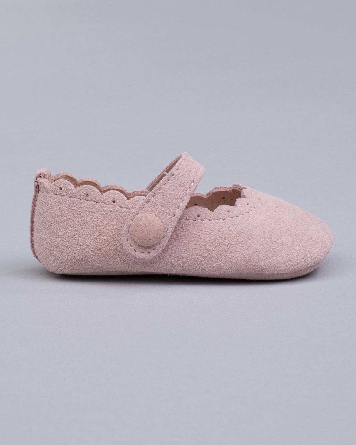 Chloe Scallop Baby Pink Suede Crib Shoe - Shoe