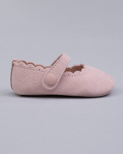 Chloe Scallop Baby Pink Suede Crib Shoe - Shoe